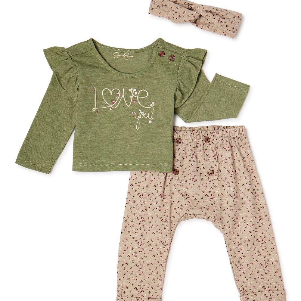 Jessica Simpson Baby Girl Top Pants Headband Set